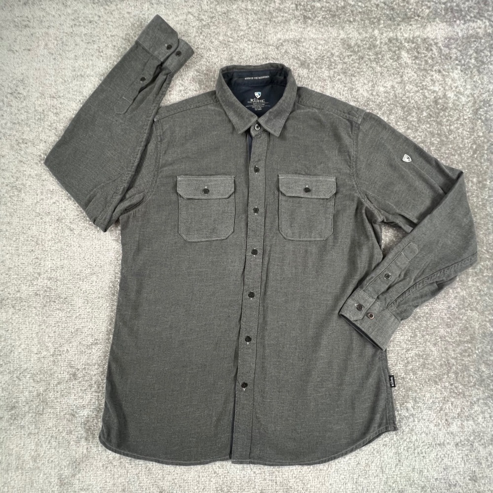 Kuhl Men's Descendr Long Sleeve Flannel Shirt Pockets Gray 7244 Size Medium